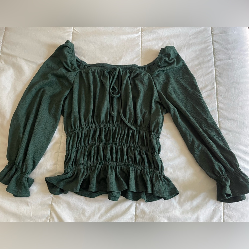 Elegant Green Off-Shoulder Blouse